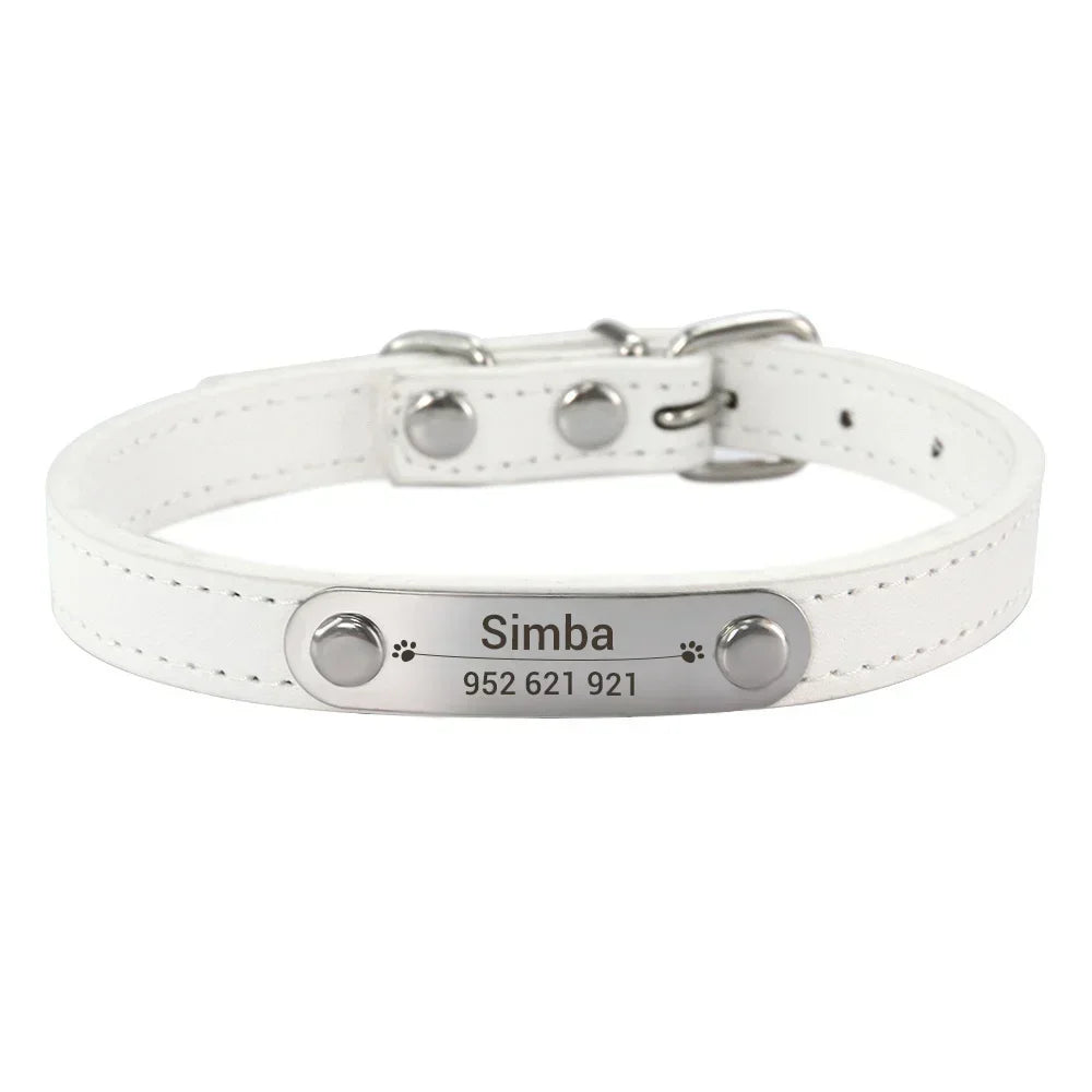 Personalized Leather Dog Collar: Custom Carved Name ID & Anti-Lost Design