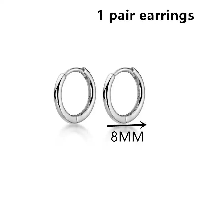 Exquisite 925 Sterling Silver Small Earrings, Plain Silver, Comfortable Earrings