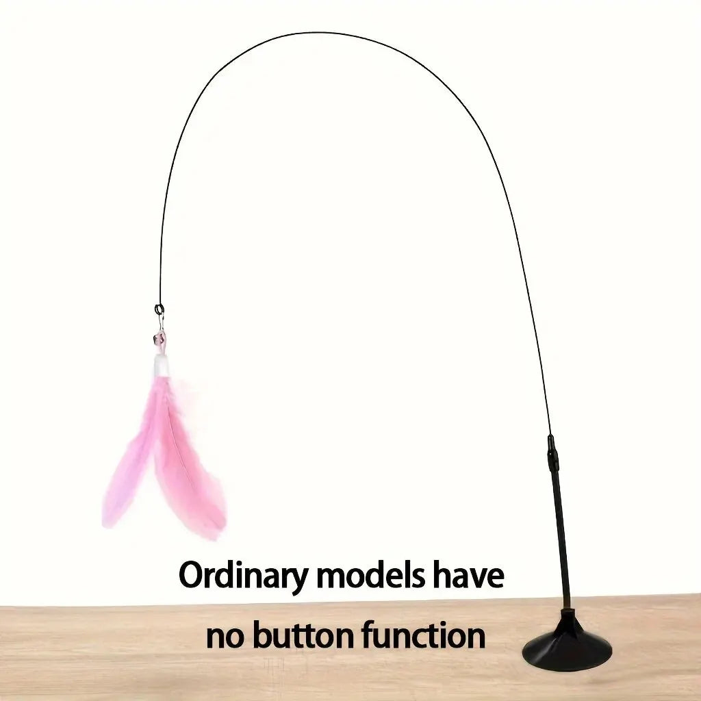 Interactive Cat Teaser Toy – Feather Wand with Bell & Suction Cup for Indoor Cats