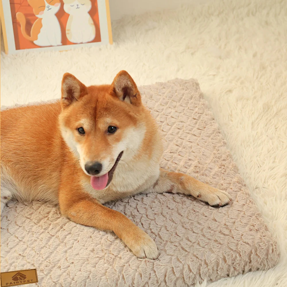 3D Foam Orthopedic Dog Bed, Washable Faux Fur Waterproof Crate Mat