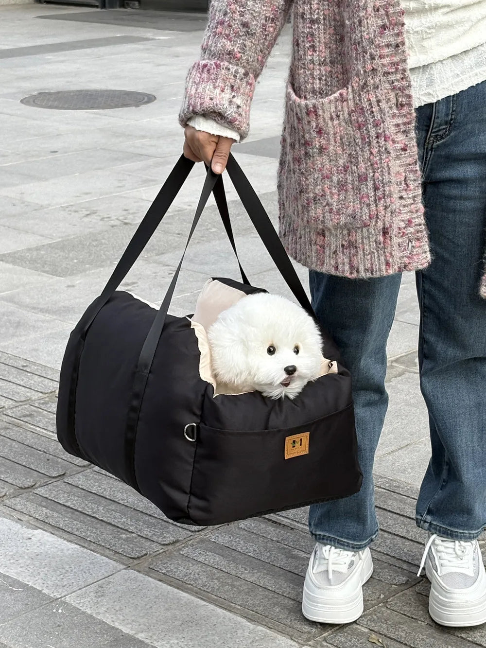 Four-Season Dog Car Seat with Safety Belt, Washable Pet Booster Nest