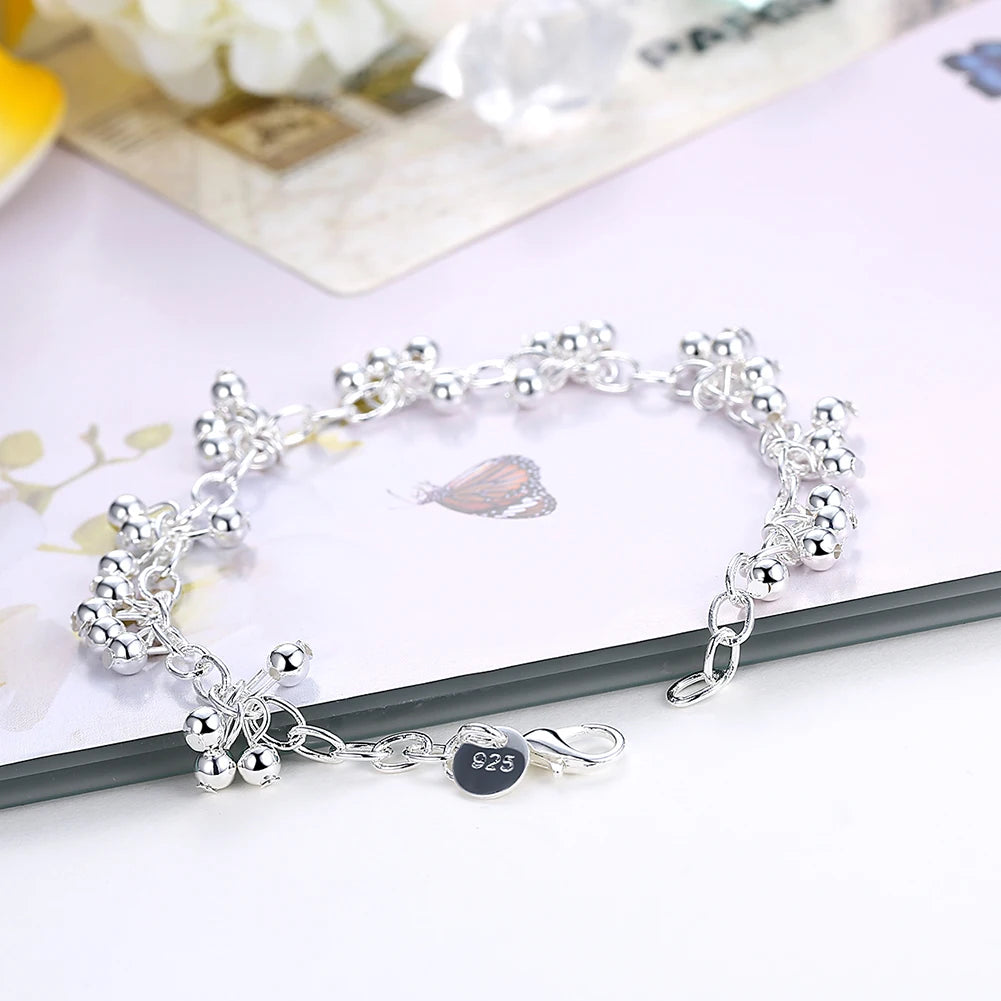 Beautiful 925 Silver Bracelets Nice For Wedding Women Chain Bracelet Charm Beads