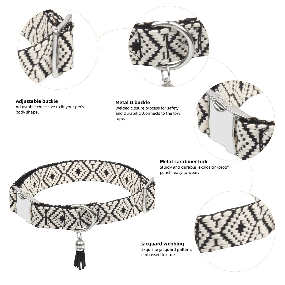 Bohemian Ethnic Style Pet Collar: Luxurious Adjustable Multi-Color Neckband