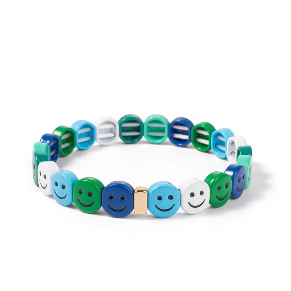 2024 New Enamel Bracelets For Women Happy Beaded Elastic Bangle Hand Accessory