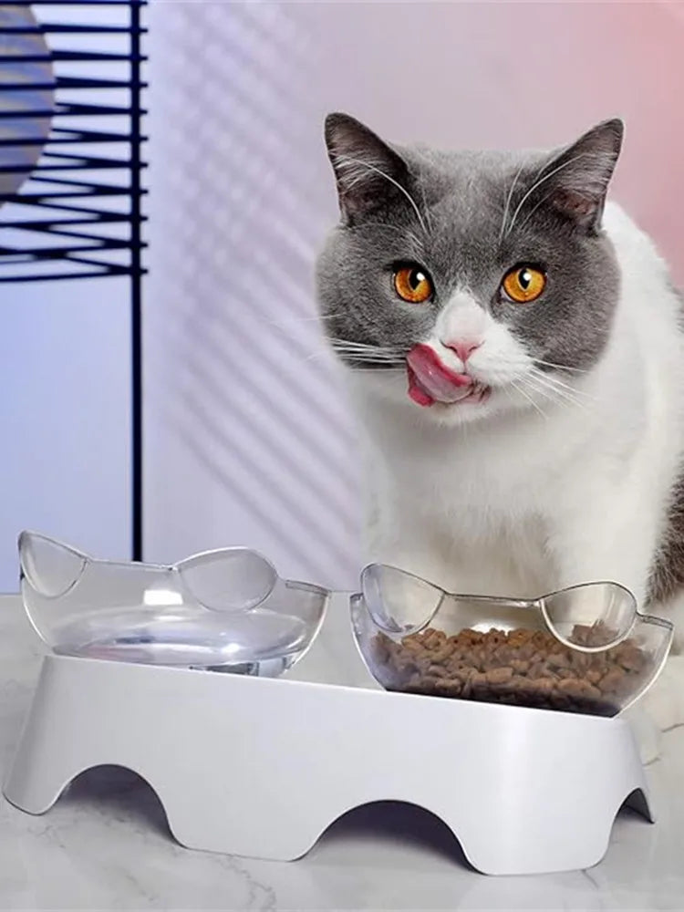Elevated Tilted Cat Bowl – Anti-Vomiting Orthopedic Food & Water Bowl for Cats, Puppies & Rabbits