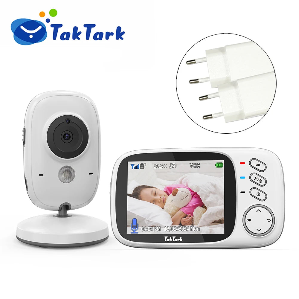 TakTark 3.2 Inch Wireless Video Baby Monitor With Lullabies Auto Night Vision Two Way Intercom Temperature Monitoring Babysitter - PULSE MART