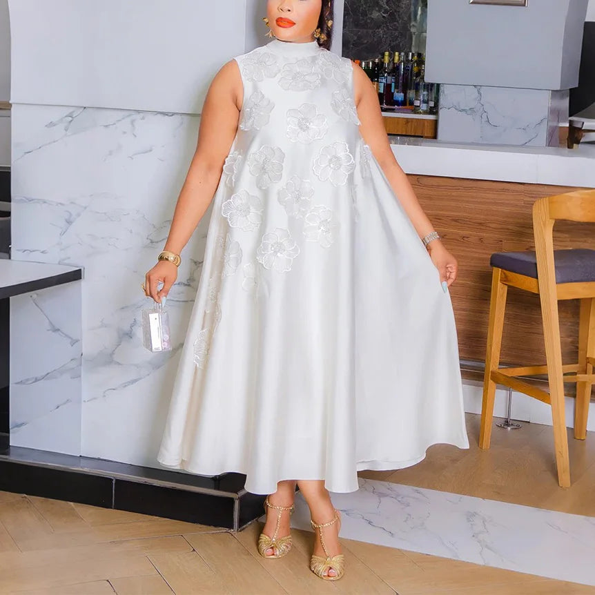 Women’s Elegant Birthday Party Dress 2025 – Sleeveless O-Neck