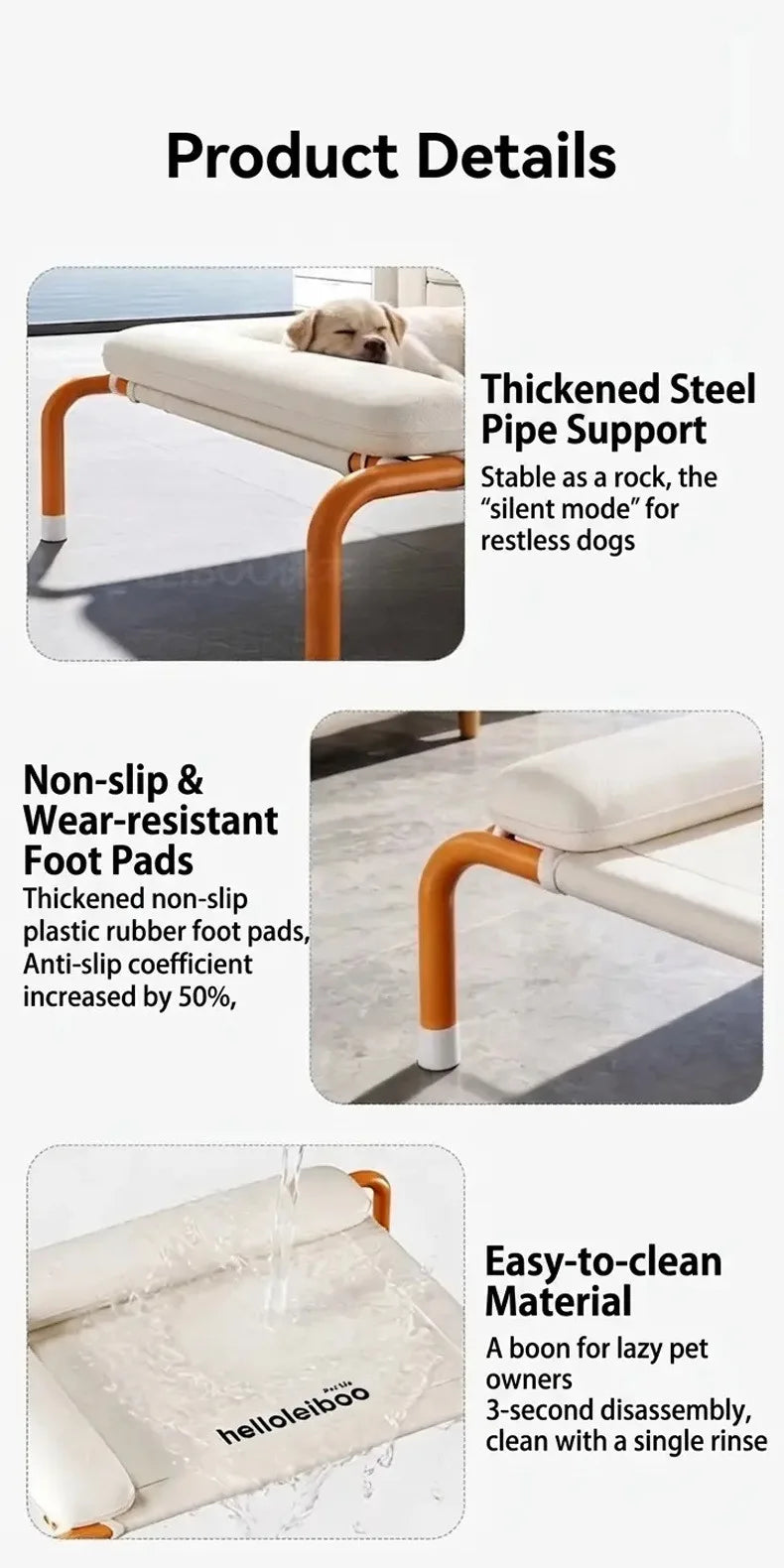 Elevated Mesh Dog Bed with Pillow, Raised Outdoor Patio Cot