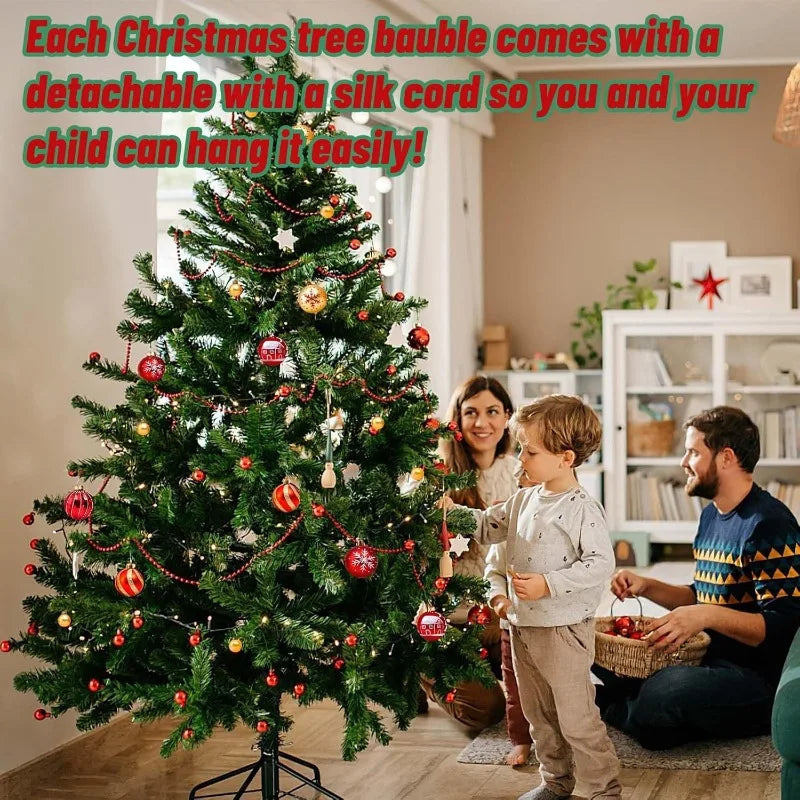 Christmas balls, 44 plastic Christmas tree balls, red and gold Christmas balls, matte and shiny Christmas tree balls,