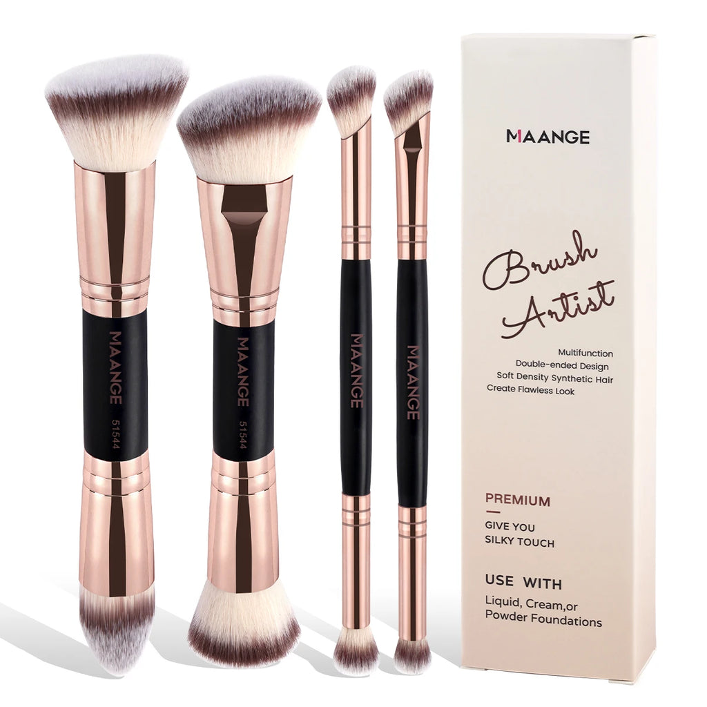 MAANGE 4-Piece Dual-Ended Makeup Brush Set - Perfect for Beginners - PULSE MART