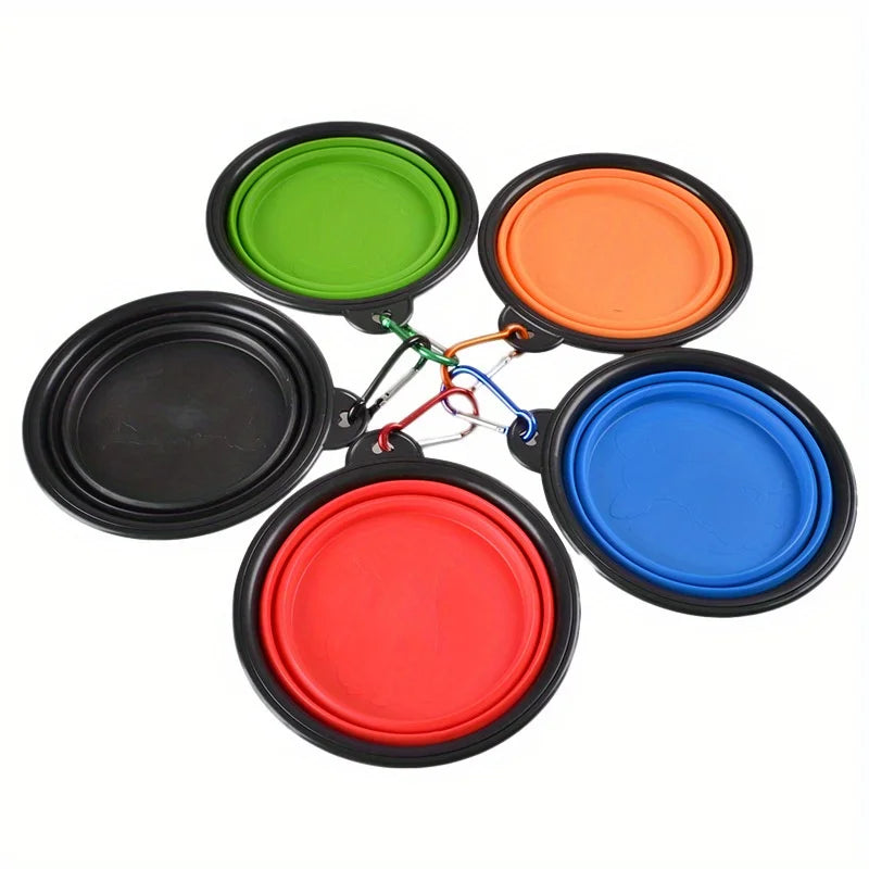 Collapsible Travel Dog Bowl with Lip - Portable Silicone Food & Water Dish
