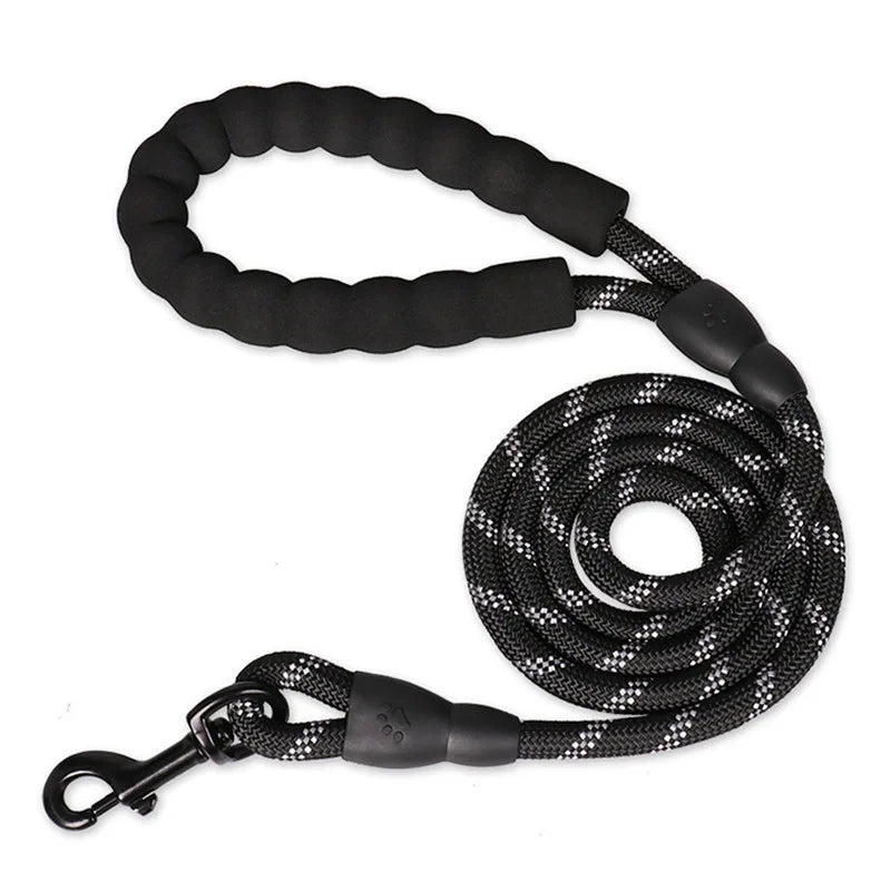 Double Handle Reflective Dog Leash - Heavy Duty Padded Lead for Strong Dogs