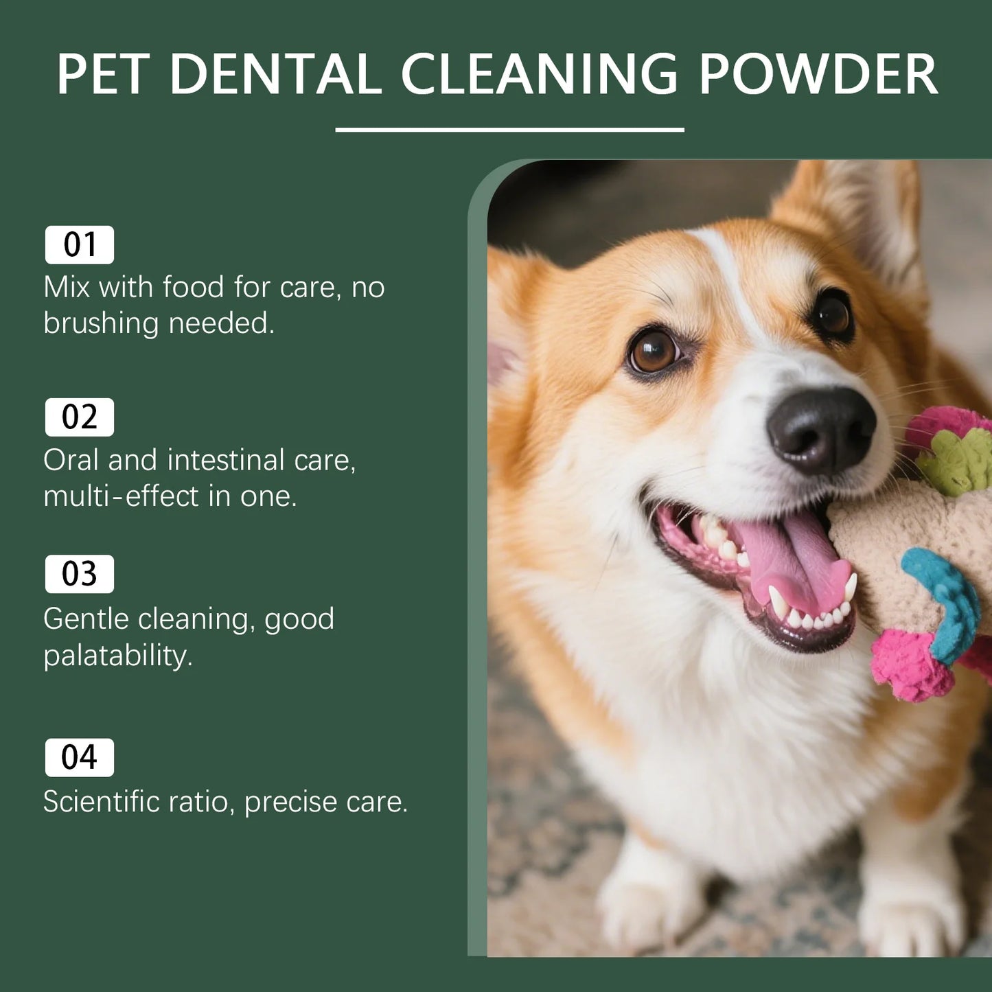 Natural Enzyme Dog Dental Powder - Cat Breath Freshener & Plaque Control