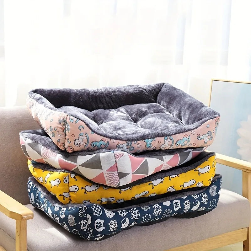 Winter Dog Bed Sofa Mat, Plush Calming Pet Basket Cushion