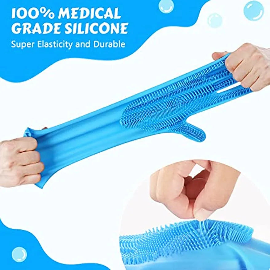 Pet Bathing Gloves – Silicone Grooming & Hair Removal Scrubber for Dogs & Cats