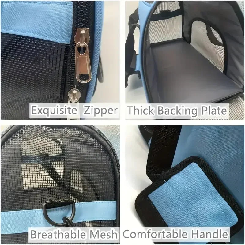 Portable Cat & Dog Carrier Bag – Foldable Breathable Mesh Pet Travel Handbag