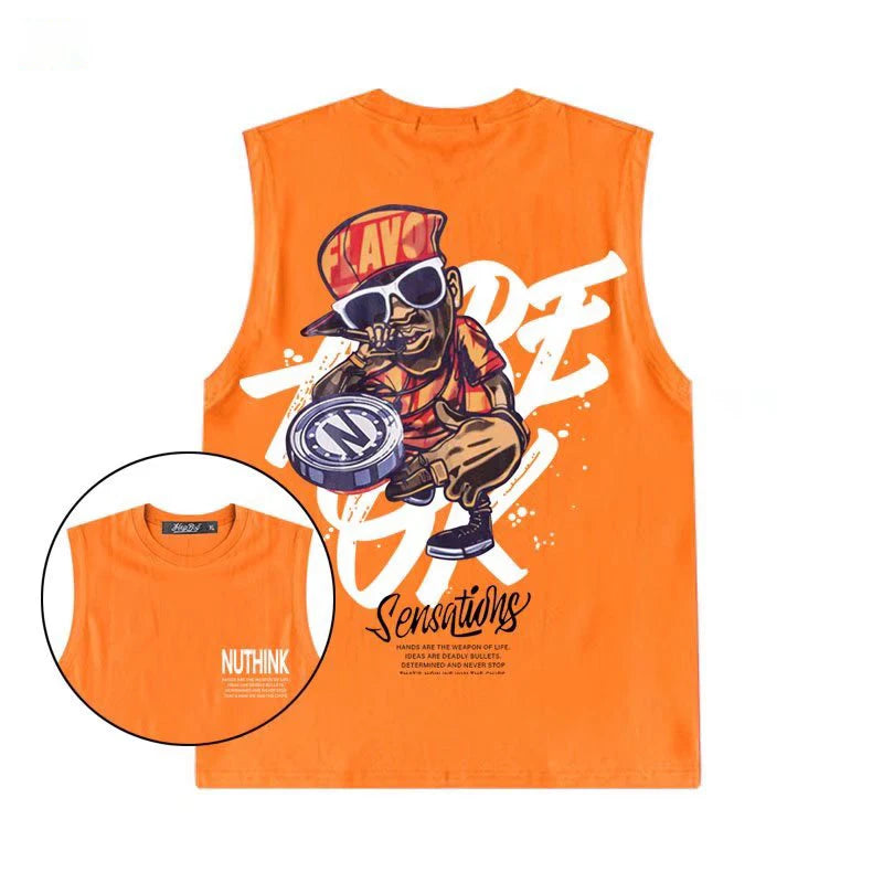 2022 Men’s Summer Hip Hop Tank Top – Casual Sleeveless Streetwear Vest, Loose Fit