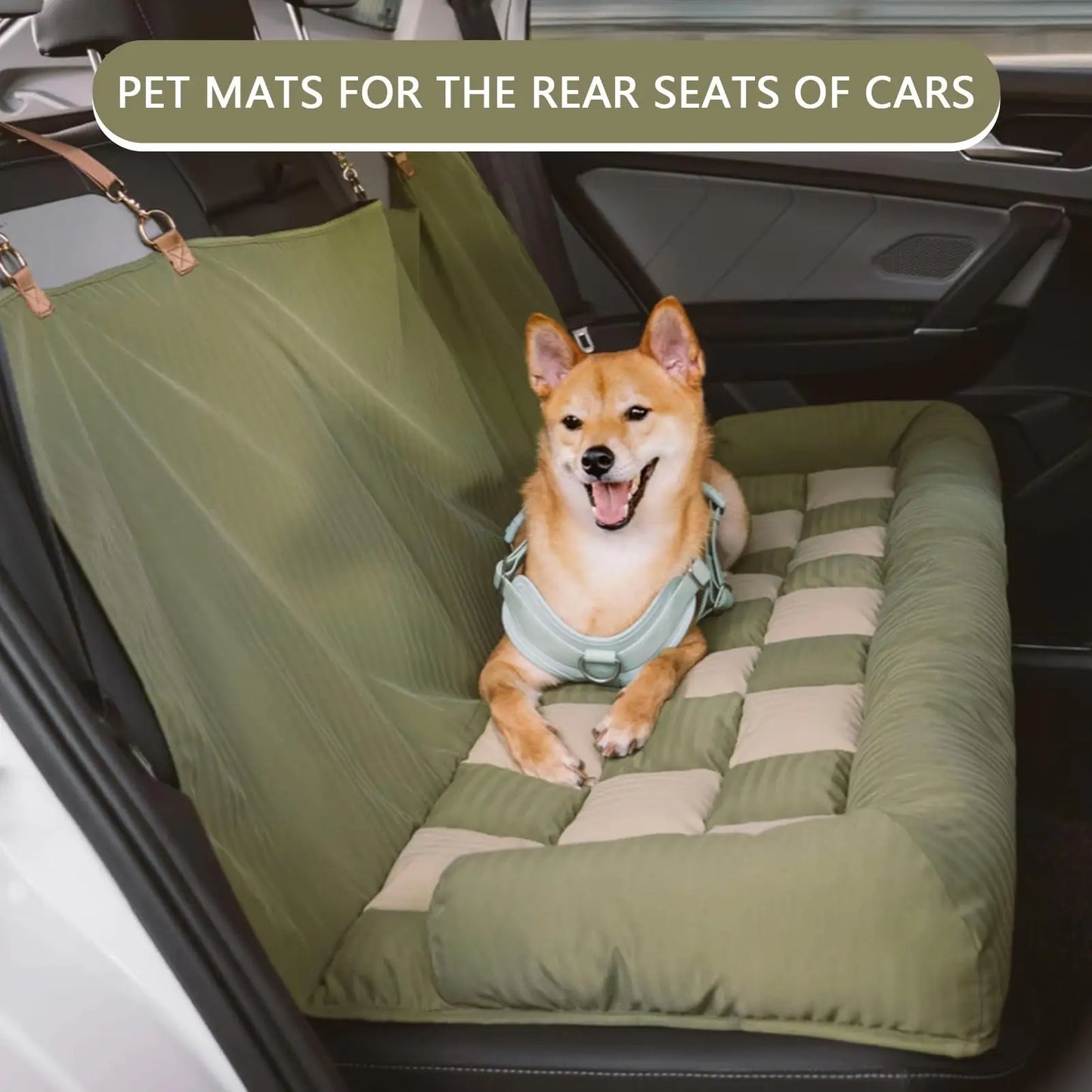 Foldable Dog Car Seat Cover – Waterproof Back Seat Pet Mat for Cars, SUVs, Trucks and RVs