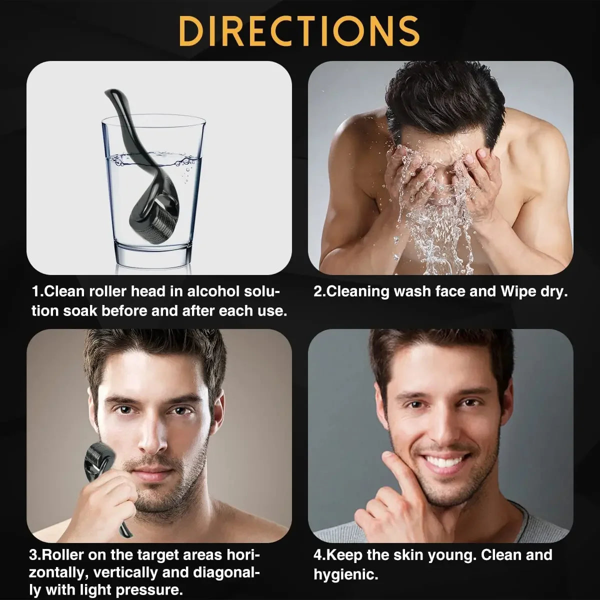 540 Needle Derma Roller - Facial and Body Hair Growth Enhancer, Micro Needling Skin and Beard Care Tool (0.2mm, 0.25mm, 0.3mm) - PULSE MART