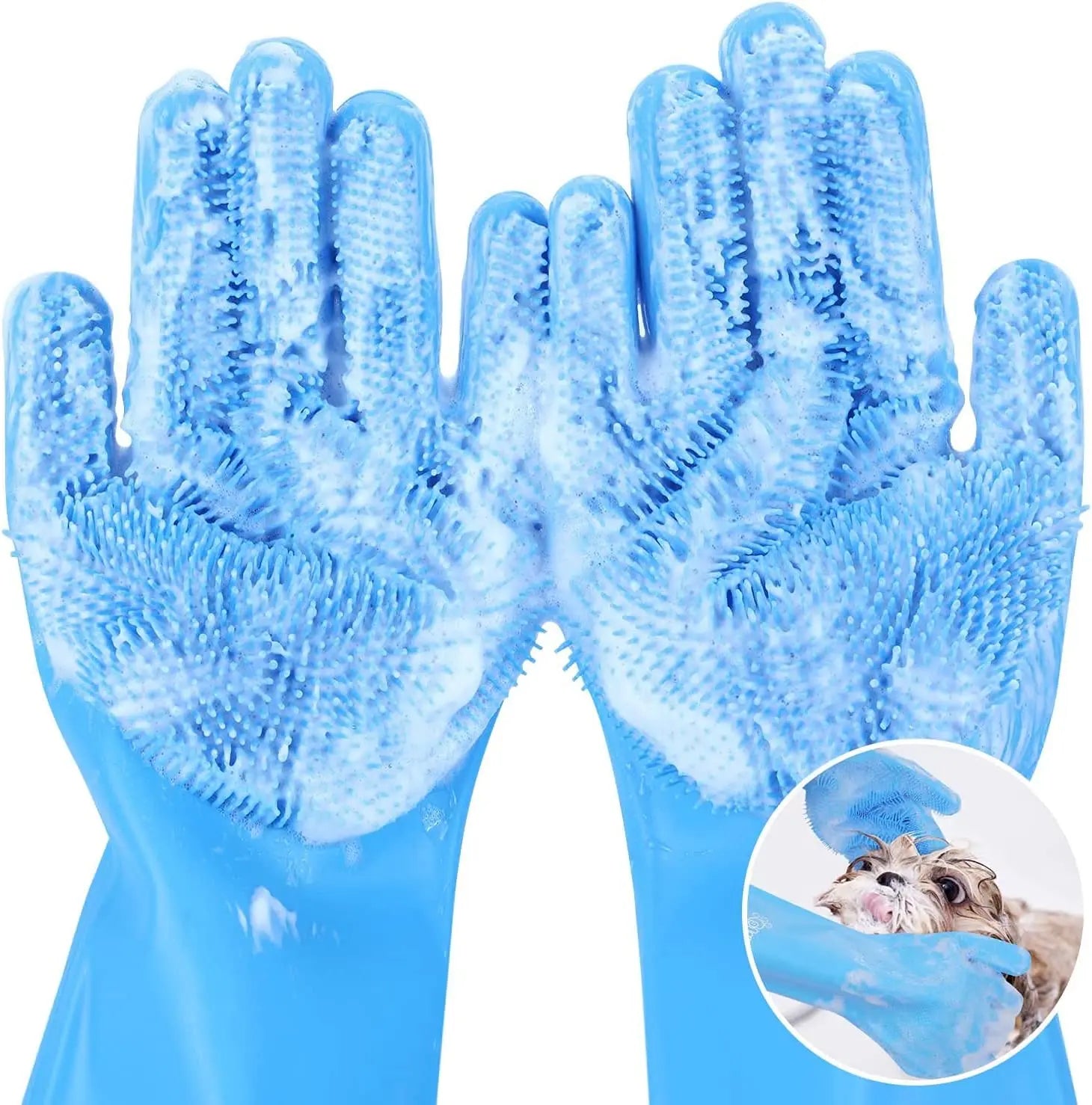 Pet Bathing Gloves – Silicone Grooming & Hair Removal Scrubber for Dogs & Cats
