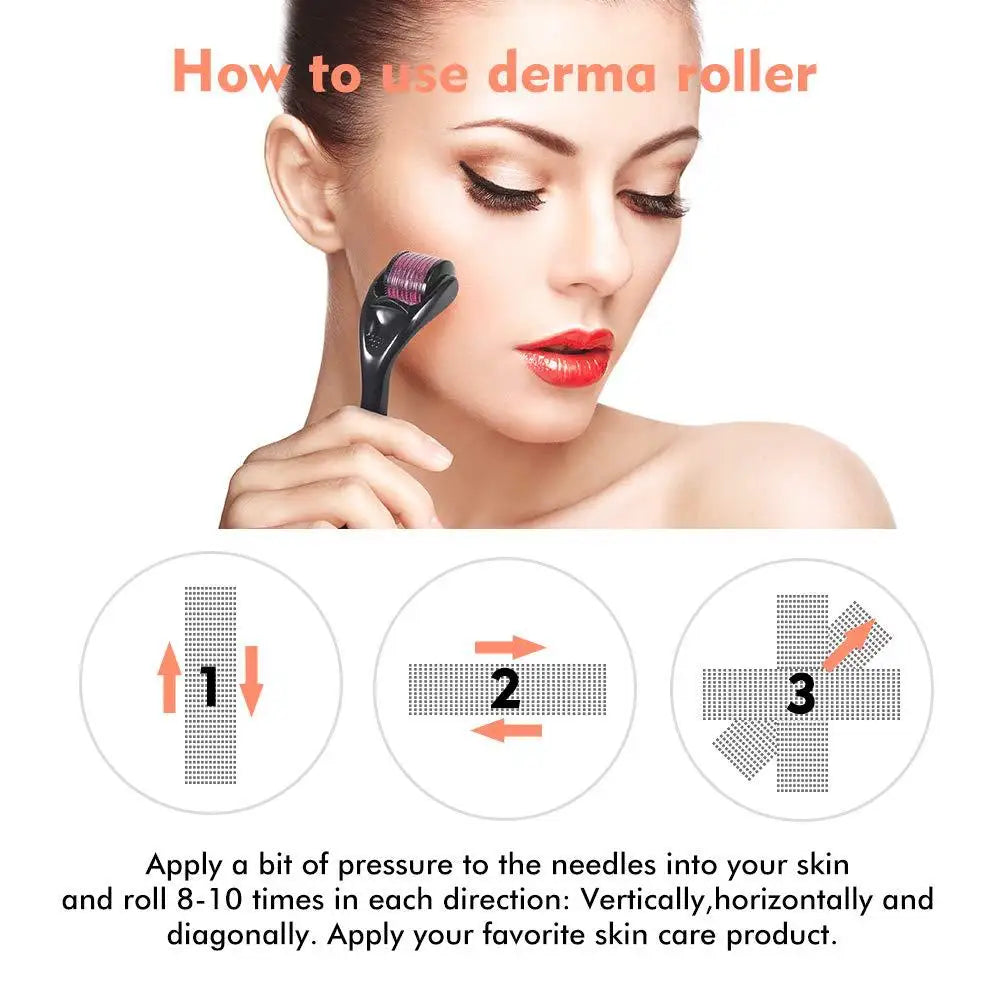 540 Microneedle Derma Roller - Hair and Beard Growth Enhancer, Anti-Acne Skin Care Tool for Face and Beauty Routine - PULSE MART
