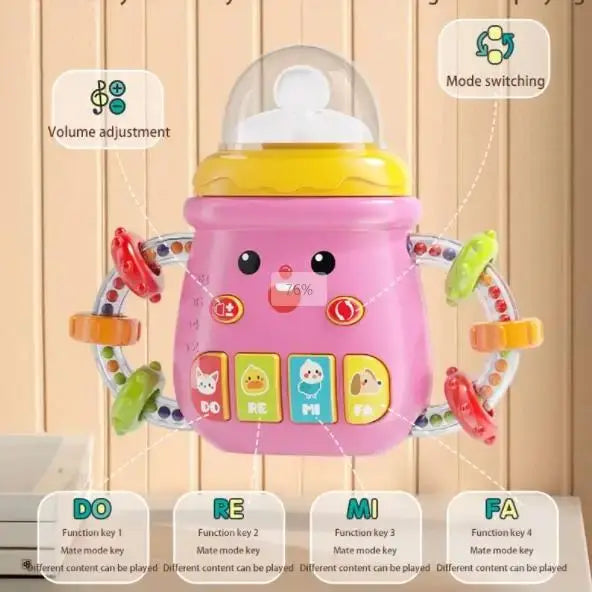 0-12M Baby Musical Feeding Bottle Pacifier Newborn Soft Teether Rattles Educational Toy Mobile Soothing Vocal Music Rattles Toys - PULSE MART
