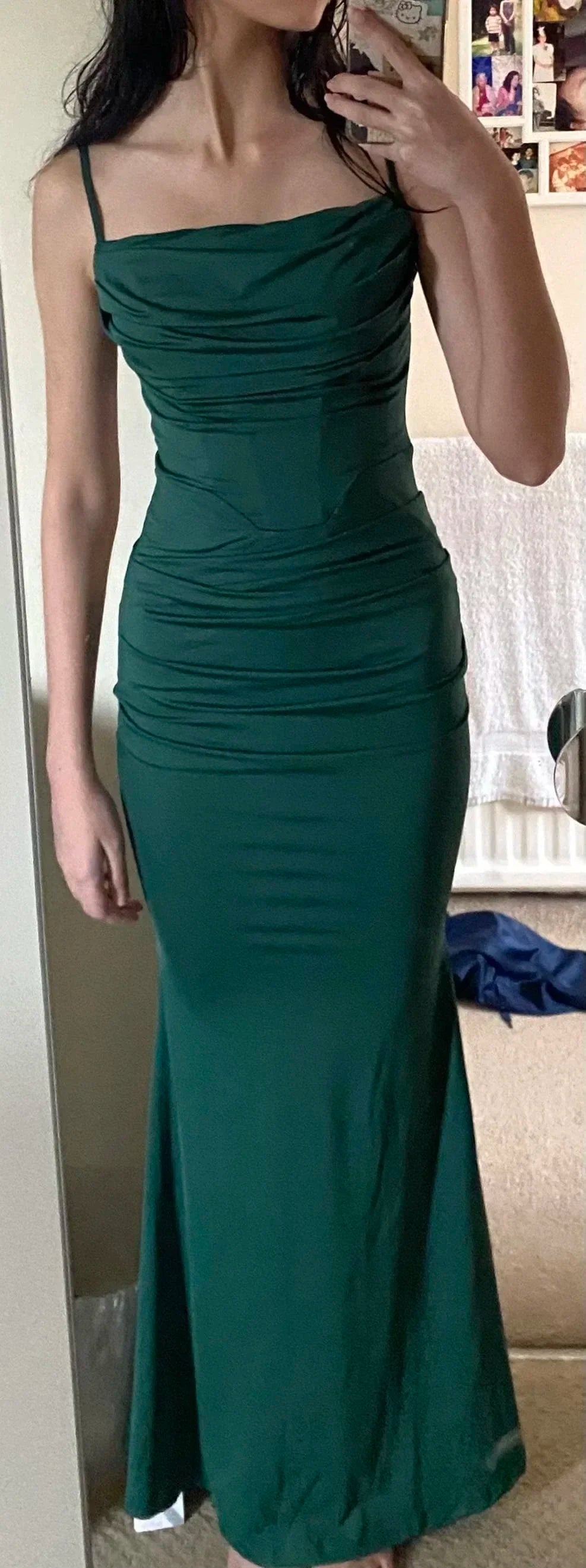 Women’s Elegant Almond Corset Maxi Dress – Draped Bodycon Evening Party Gown