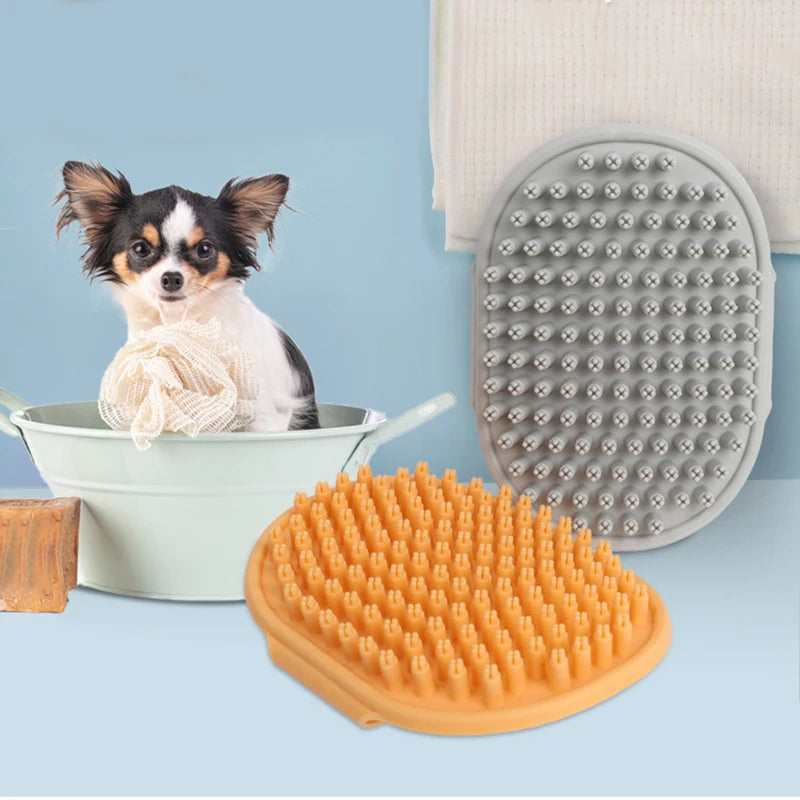 Sensitive Skin Pet Massage Brush - Soothing Rubber Bristle Grooming Comb