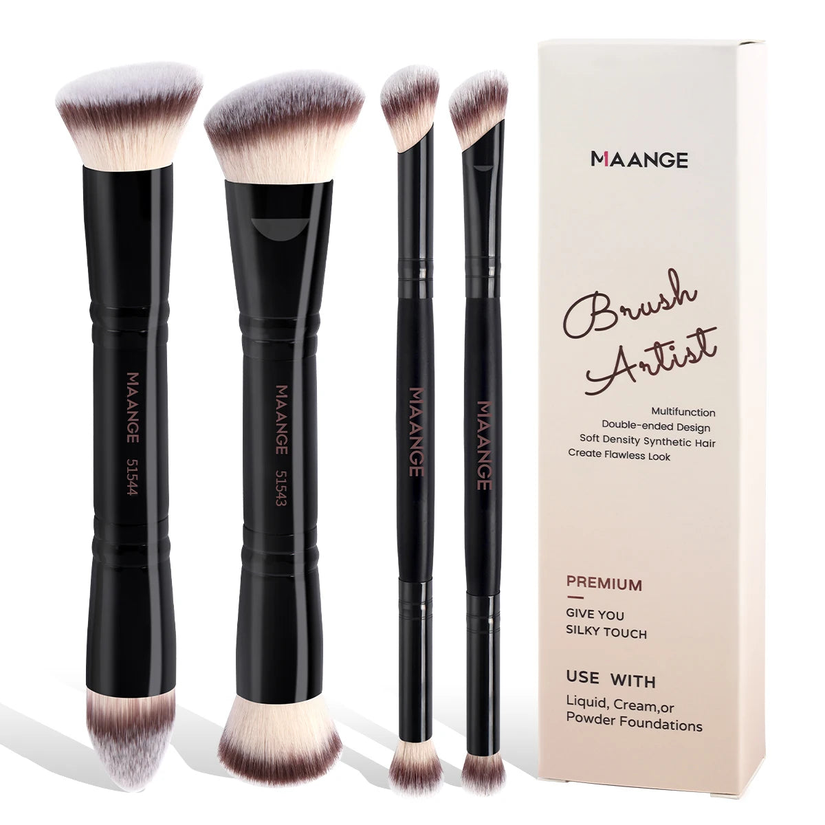 MAANGE 4-Piece Dual-Ended Makeup Brush Set - Perfect for Beginners - PULSE MART