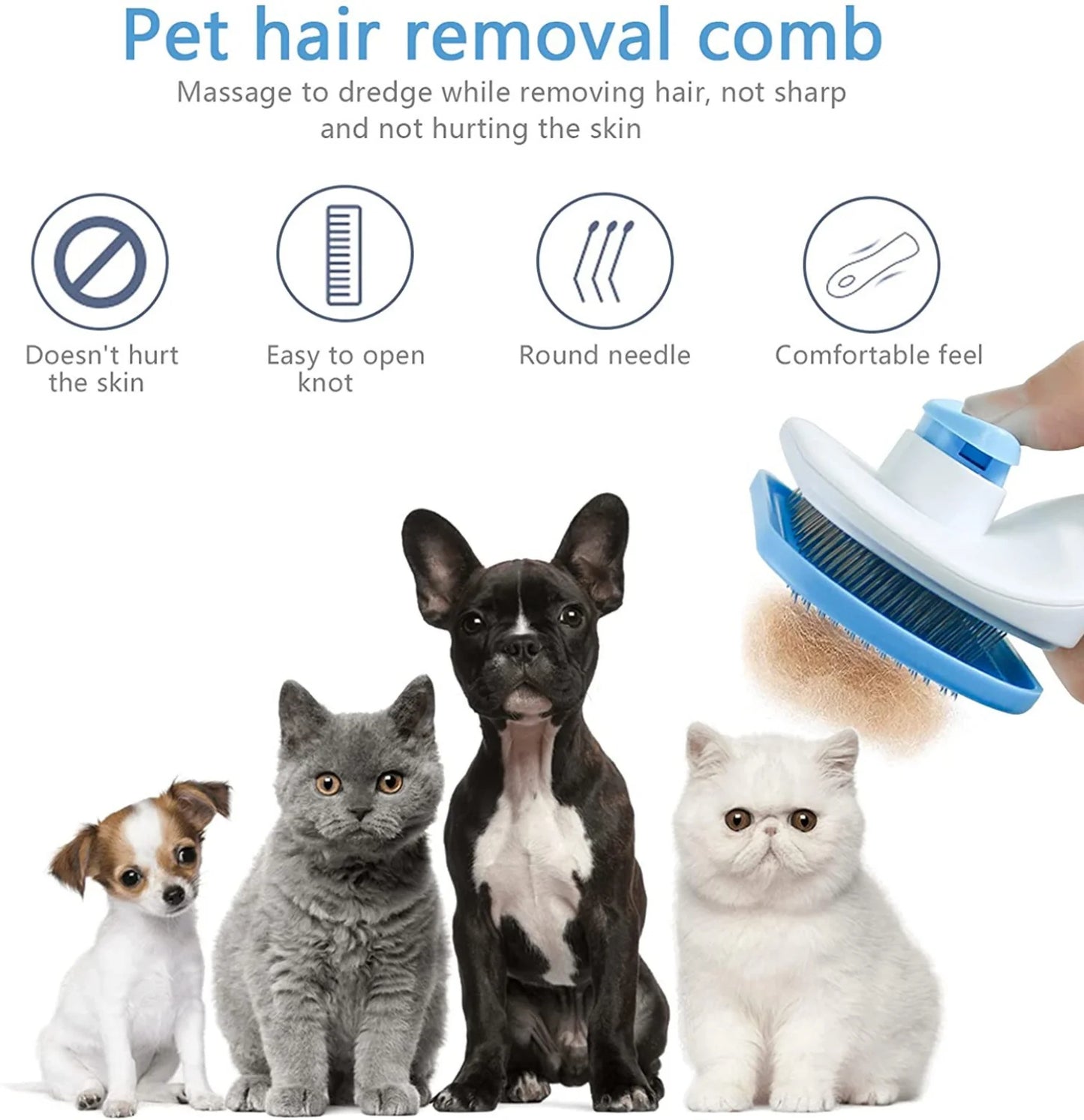 Anti-Matting Long Hair Pet Brush - Self-Cleaning Undercoat Comb