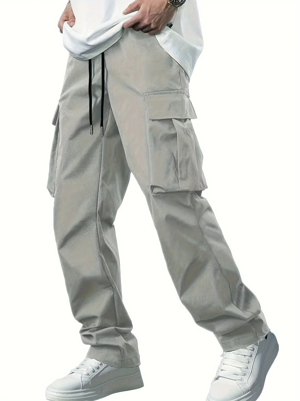 2025new men's workwear pants, European and American men's loose straight casual pants
