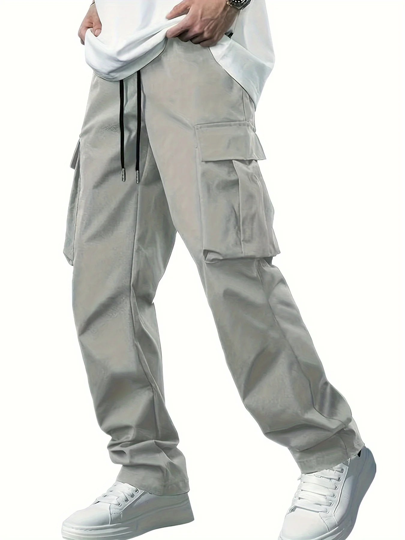 2025new men's workwear pants, European and American men's loose straight casual pants