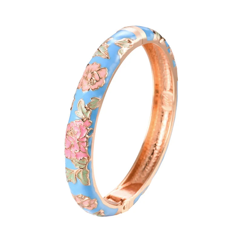 Enameled Bracelets For Women Flower Bangles Indian Chinese Viking Bracelet