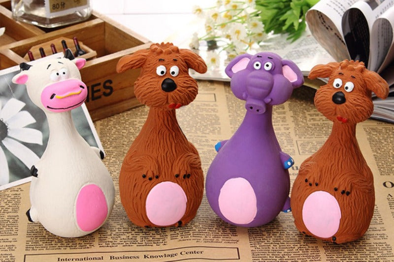 Cartoon Voice Rubber Dog Toy - Tough Molar Cleaner for Teddies & Frenchies