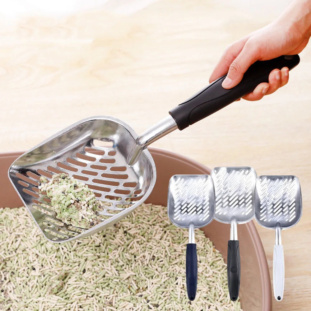 Heavy-Duty Metal Cat Litter Scoop – Deep Aluminum Litter Sifter with Ergonomic Handle