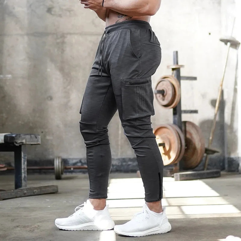 Men's Work Pants Are Sporty Lightweight Elastic Breathablepersonalizedquick Drying Outdoor Fitnessrunning Training, Multi Pocket