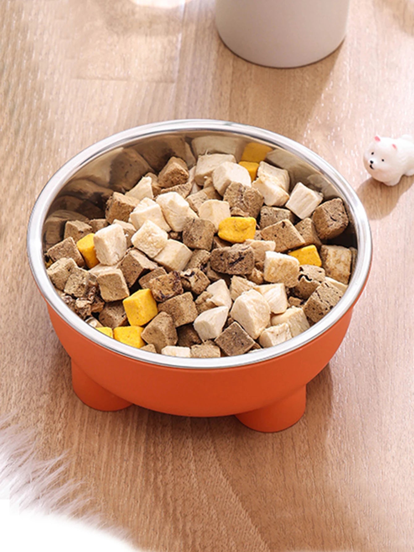 1PC Four-Legged Solid Color Stainless Steel Pet Dog Bowl And Cat Bowl For Indoor And Outdoor Use
