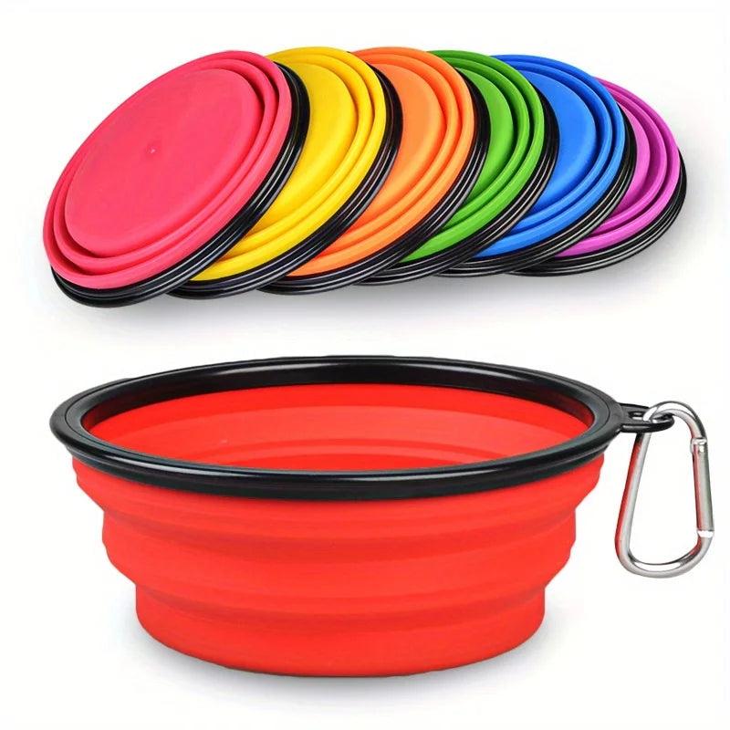 Collapsible Travel Dog Bowl with Lip - Portable Silicone Food & Water Dish