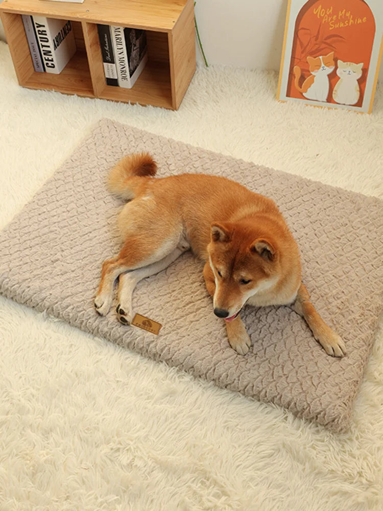 3D Foam Orthopedic Dog Bed, Washable Faux Fur Waterproof Crate Mat