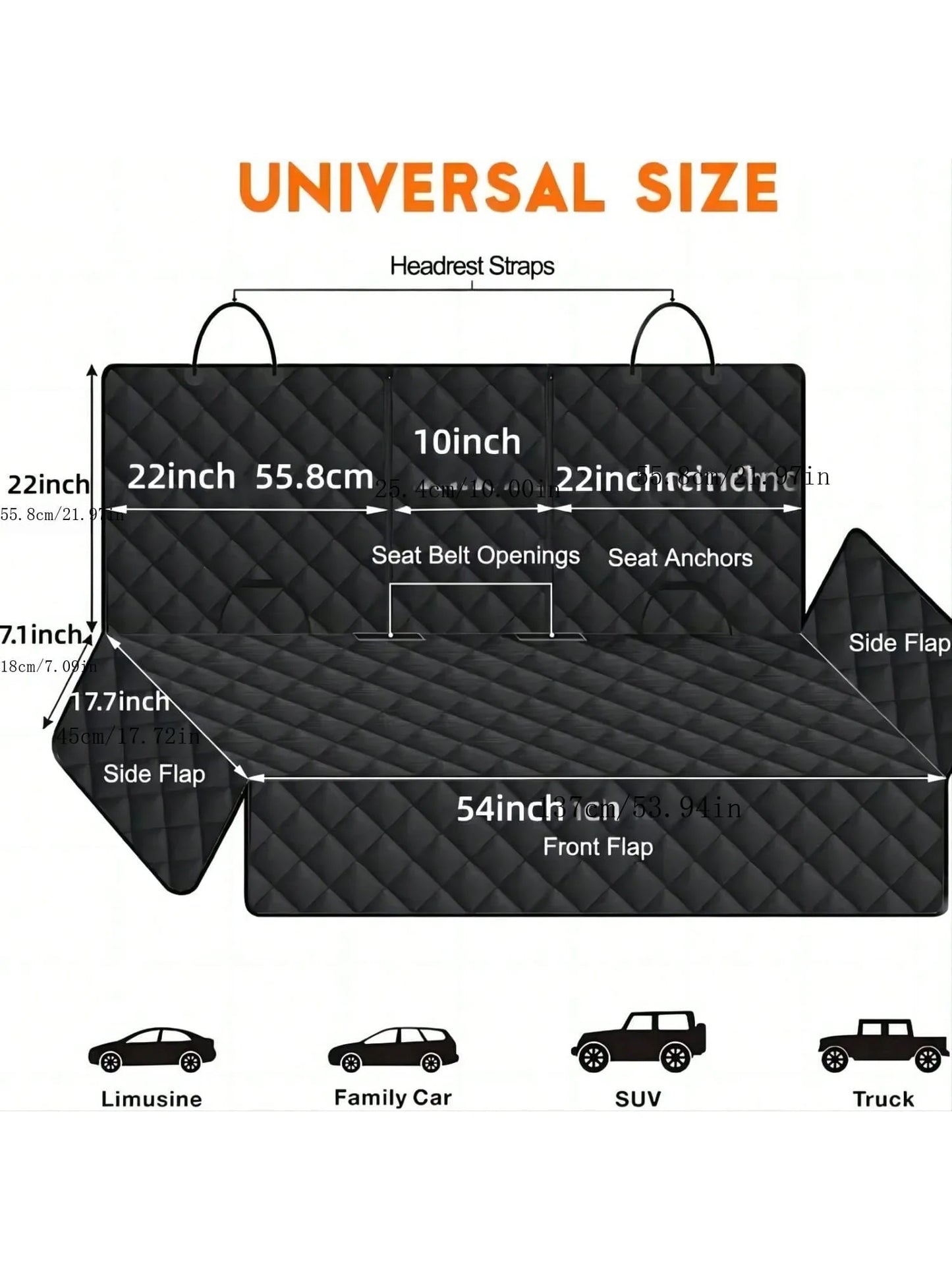 Waterproof Dog Car Seat Cover, Convertible Rear Seat Protector with Armrest Opening