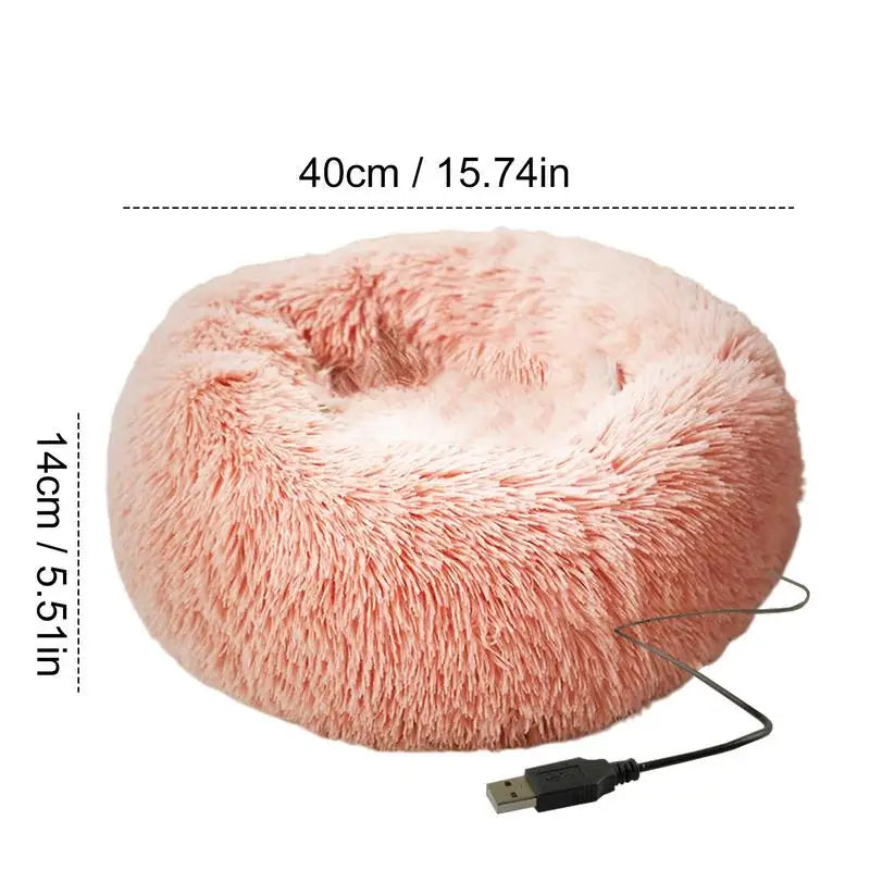 The Confort Therapy USB Heated Calming Donut Pet Bed