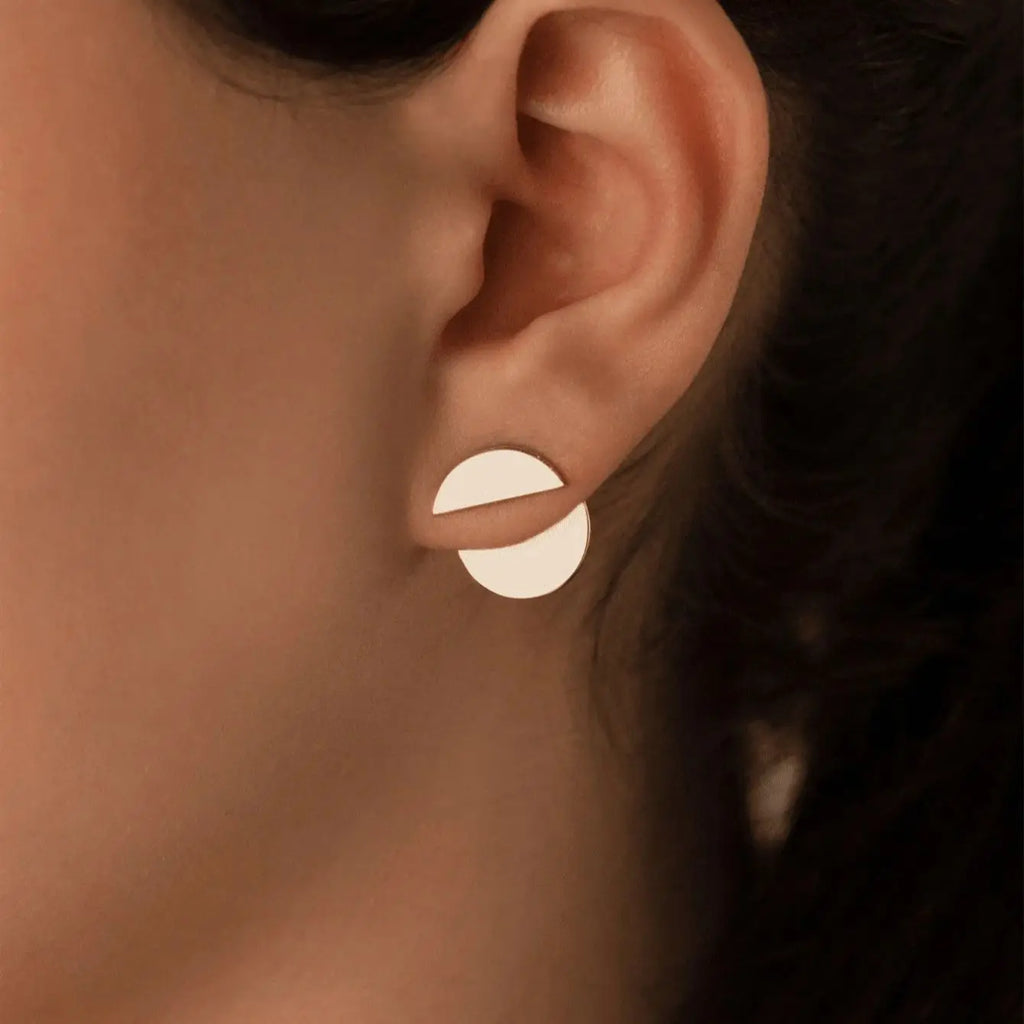 1 pair of fashionable personalized designs, a pair of two half round earrings - PULSE MART
