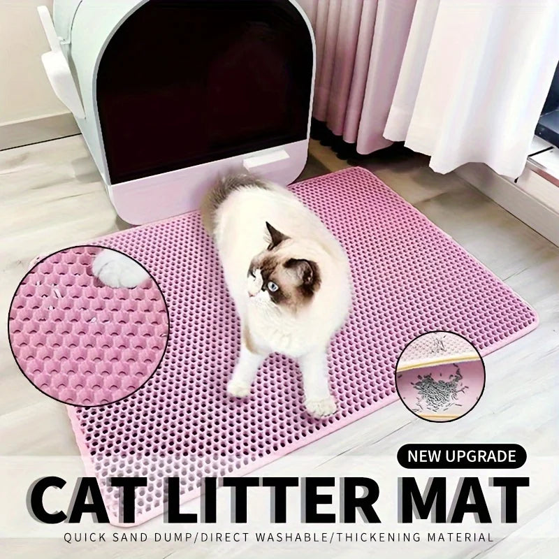 Large Honeycomb Double-Layer Cat Litter Mat – Waterproof Easy-Clean Litter Catcher