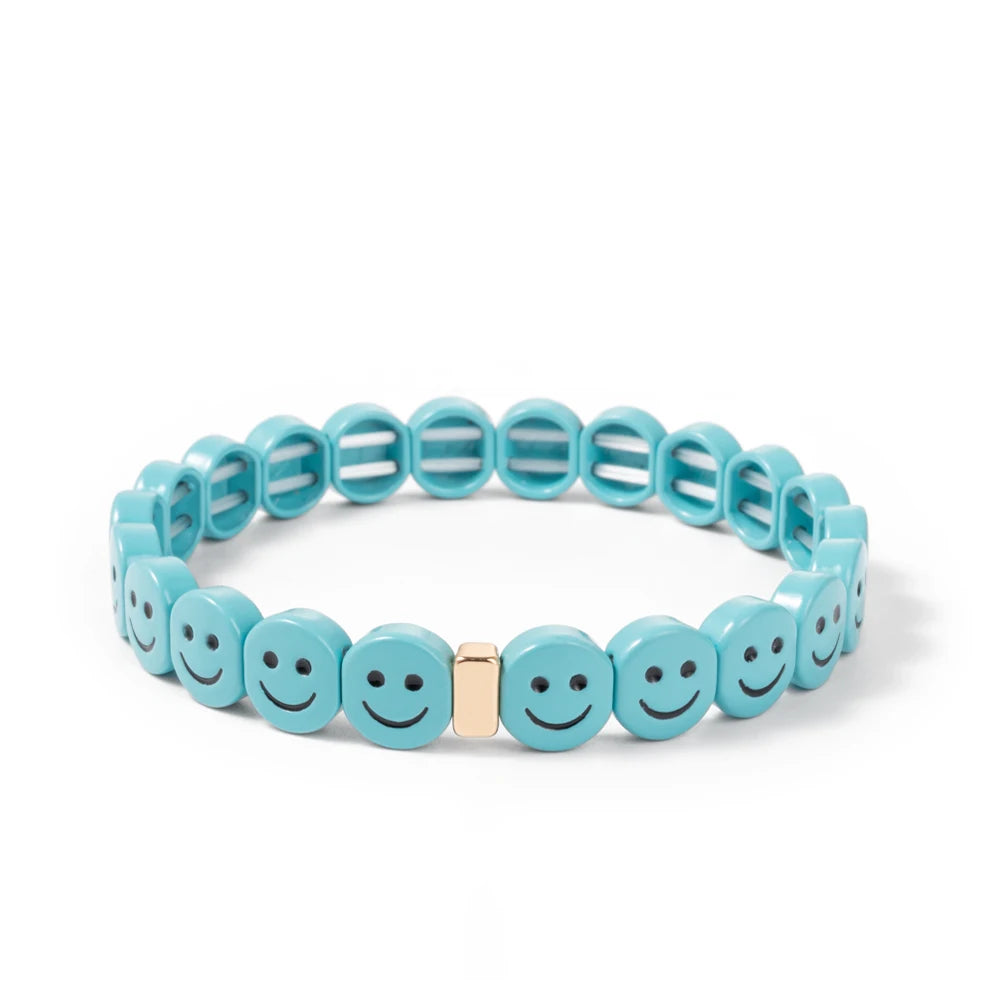 2024 New Enamel Bracelets For Women Happy Beaded Elastic Bangle Hand Accessory