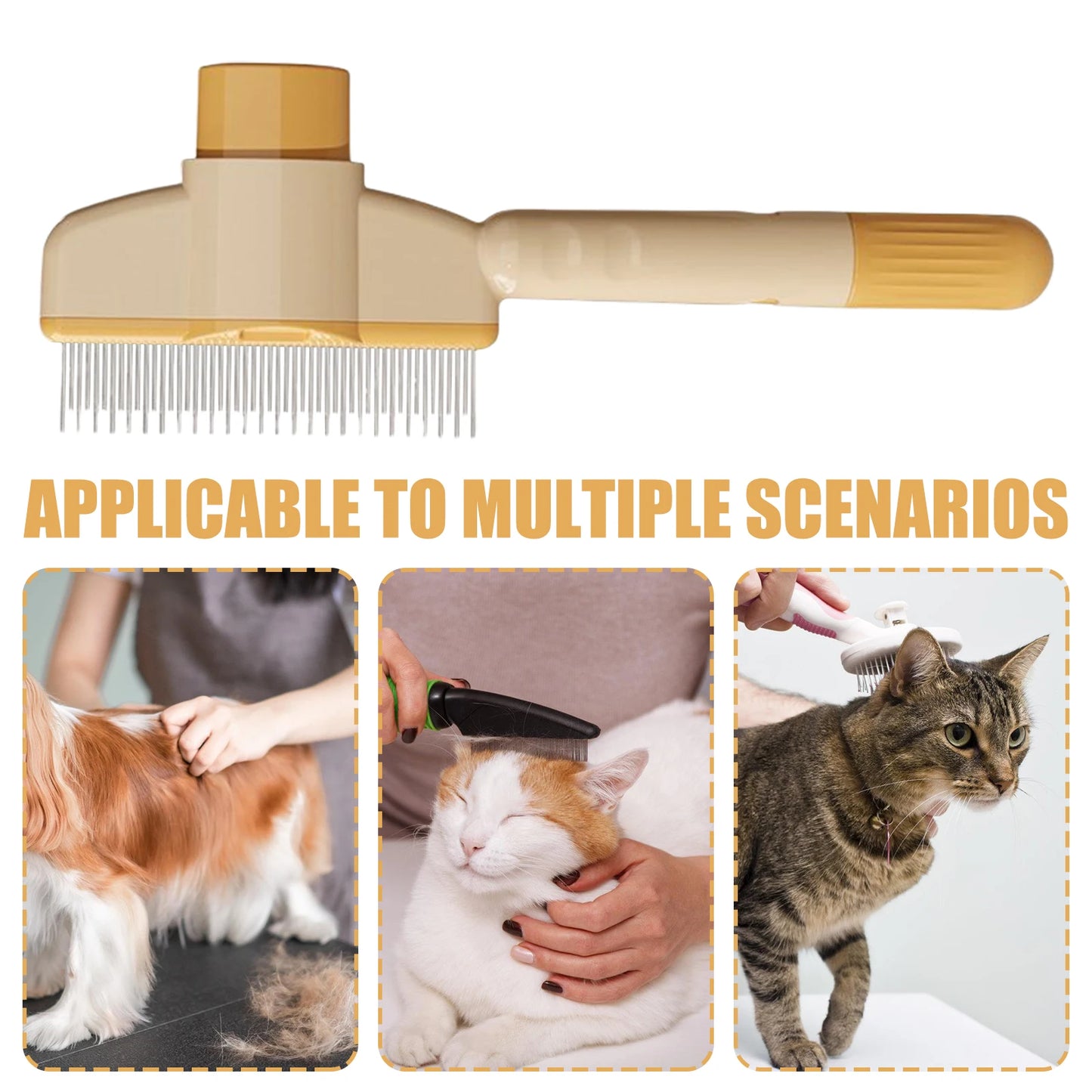 Self-Cleaning Dog Grooming Comb - Long Hair Pet Deshedding Brush