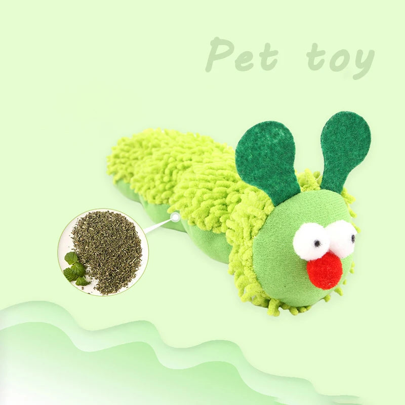 Caterpillar Catnip & Silvervine Cat Chew Toy – Interactive Molar Teeth Cleaning Toy for Cats & Kittens