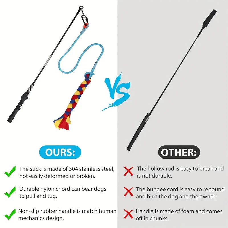 Interactive Dog Flirt Pole - Extendable Exercise Chasing & Chewing Wand