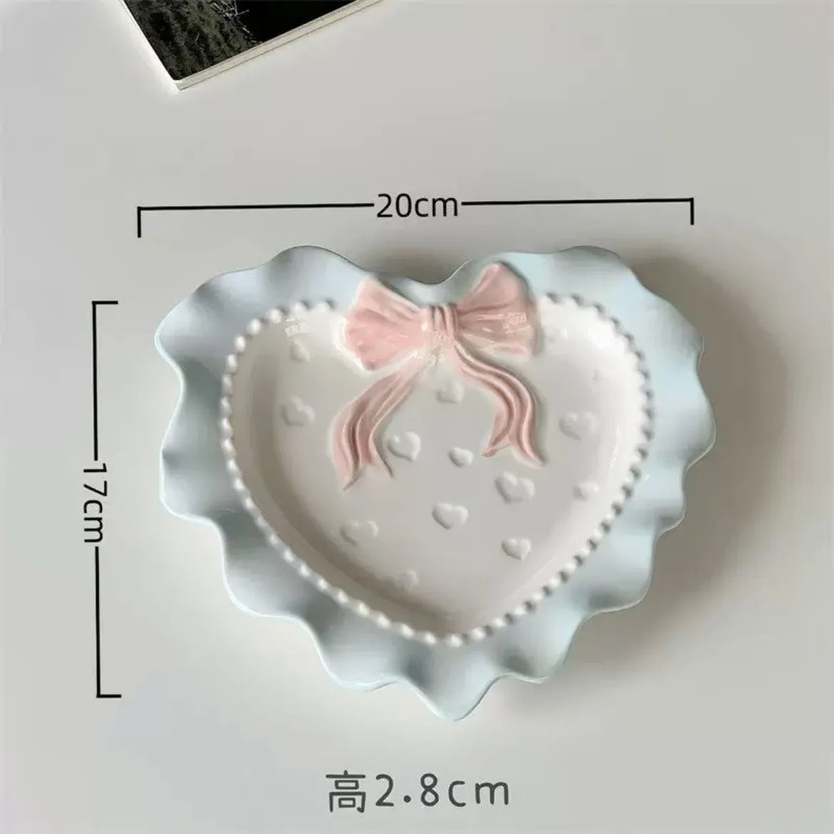 Love Heart Ceramic Cat Bowl – Elevated Large-Caliber Pet Food & Water Bowl for Cats & Small Dogs