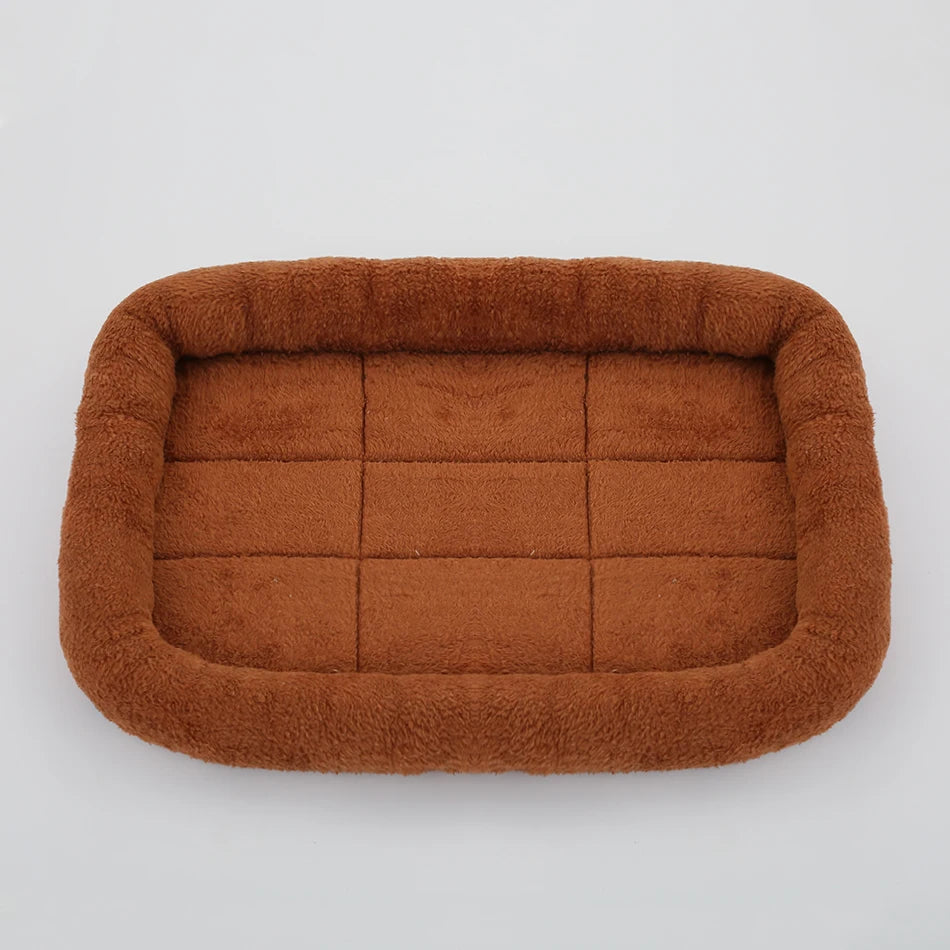 Soft Plush Pet Bed – Square Kennel Cushion for Cats & Dogs