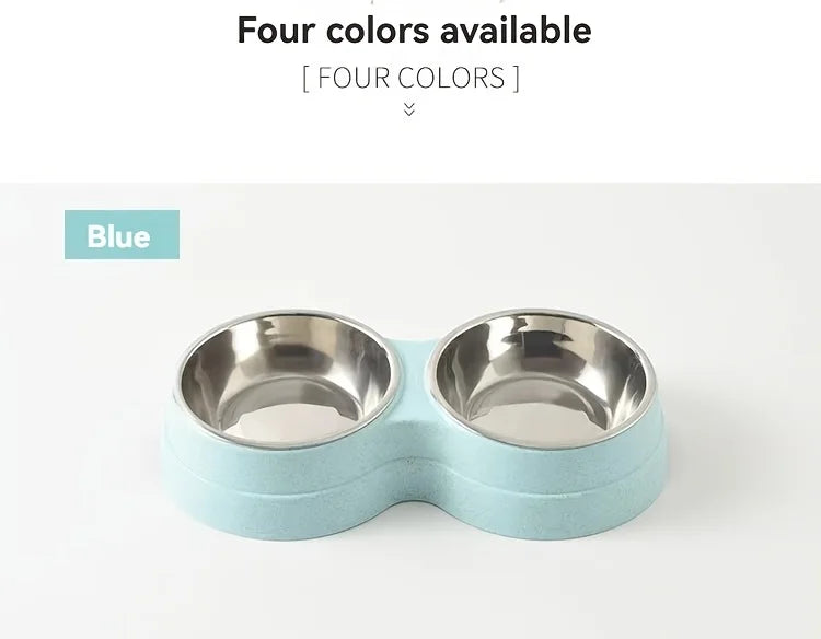 Stainless Steel Double Pet Bowls - Non-Skid Dual Food & Water Station